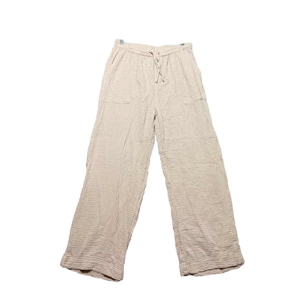Splendid Gauze Pants Womens Small Pink Gauze Cotton Wide Leg Drawstring